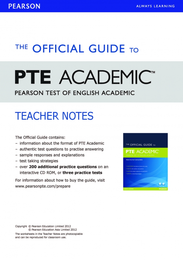 کتاب The Official Guide to PTE Academic - Teacher Notes