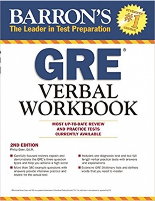 کتاب بارونز جی ار ای وربال ورک بوک Barrons GRE Verbal Workbook 2nd 